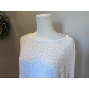 Retro-ology Sweater White Large Open weave Long Sleeve